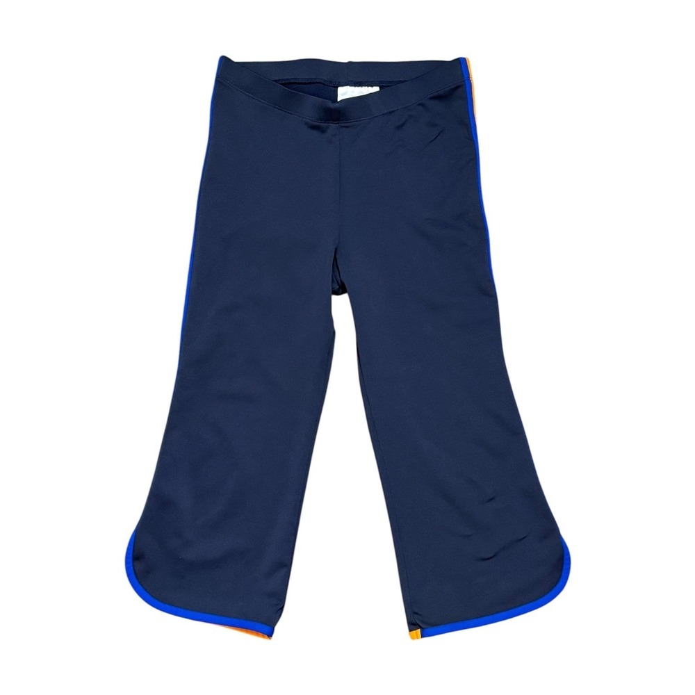 ProSpirit Vintage Y2K Athletic Capri Pants Retro Navy Blue Orange Stripe Size S